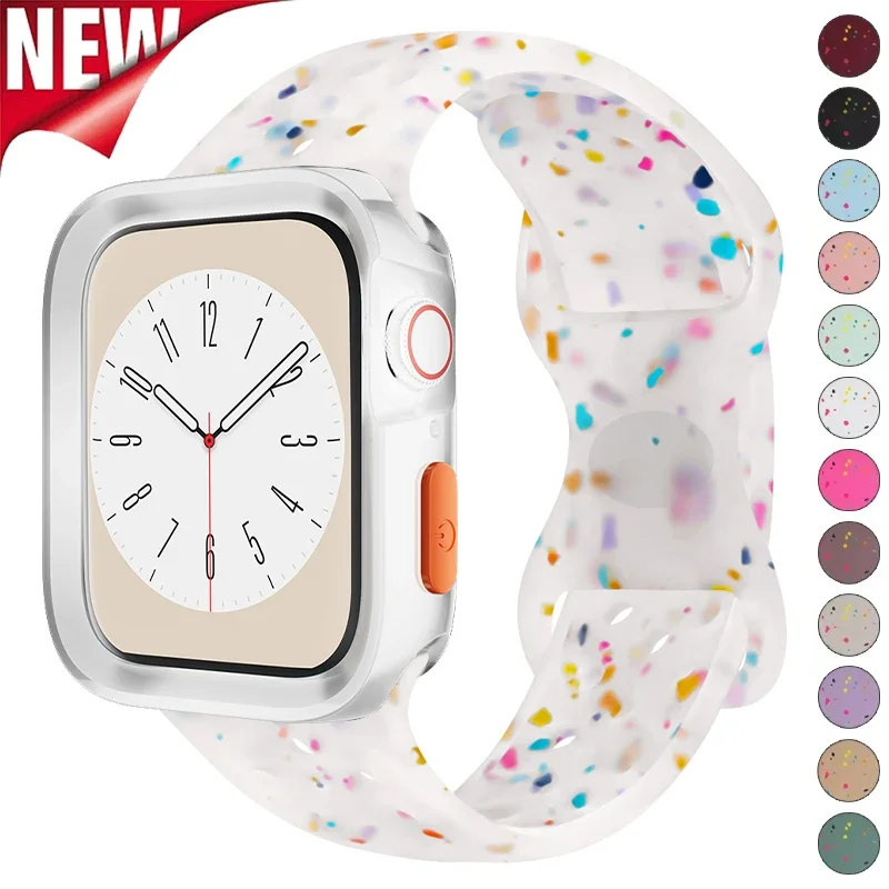 Candy Silicone Case+Strap for Apple Watch Series 9 8 7 45mm 41mm Band SE 6 5 4 44mm 40mm Silicone Correa Band Iwatch Ultra 2 49