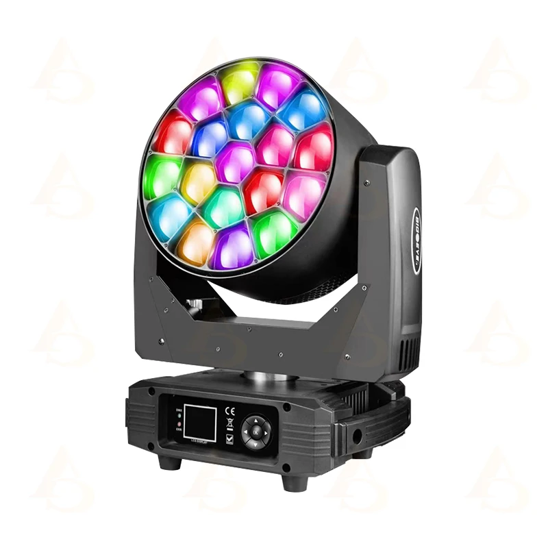 19x40W RGBW Zoom Moving Head LED Beam+Wash Big Bees Eyes Lighting DJ Disco Christmas Lights Audience