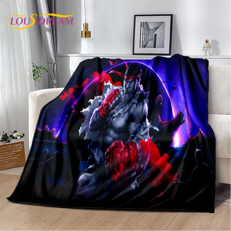 Retro Game SF Street Fighter Gamer Soft Plush Blanket,Flannel Blanket Throw Blanket for Living Room Bedroom Bed Sofa Cover Child