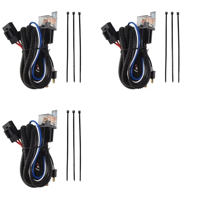 

3X 12V Car Horn Modified Wiring Harness Snail Horn Electric Horn Universal With 40A Relay-A74F