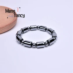 Natural Energy Stone Bucket Beads Terahertz Bracelet Fast Melting Ice Simple Exquisite High-grade Popular Fashion Luxury Jewelry