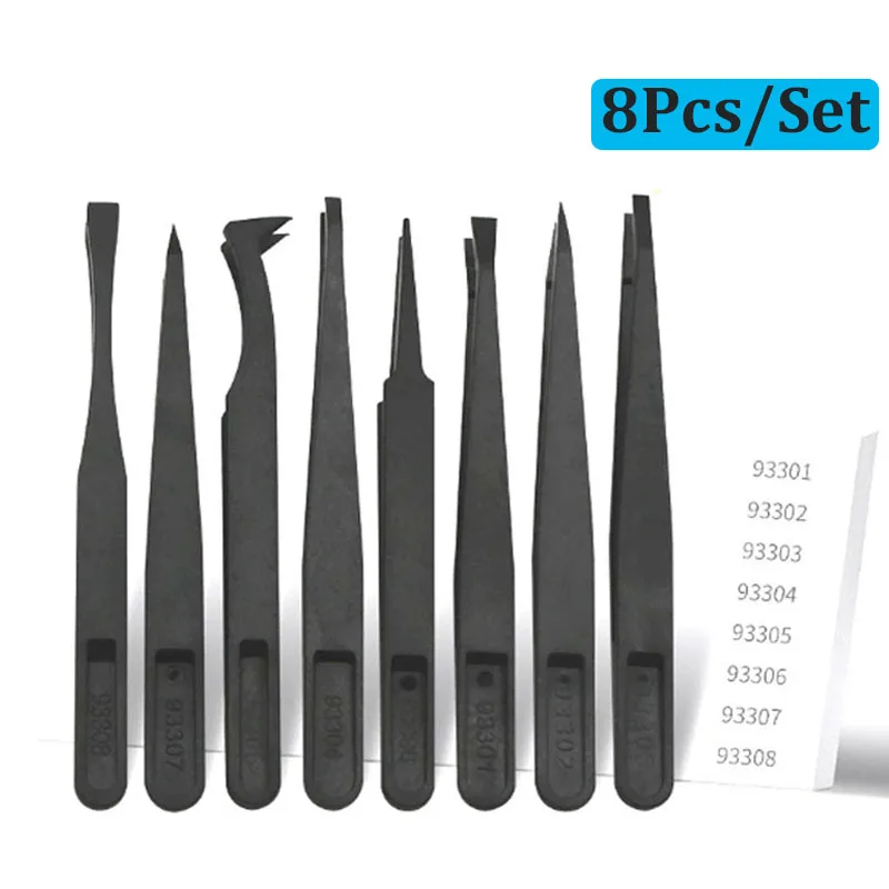 Various Types Of Carbon Fiber Plastic Tweezers Set Multifunction Thicken Anti-static Carbon Fiber Forceps Repair Hand Tools