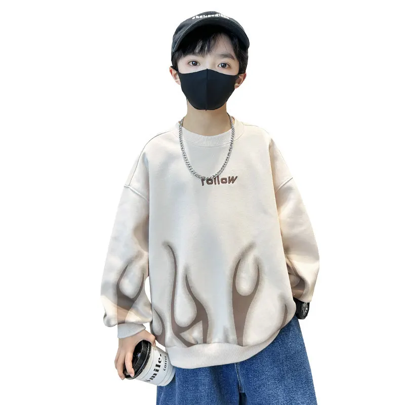 

Child Sweatshirts Clothes for Boys Loose Fashion Print Cotton Pullover Tops Long Sleeve Costume Korea Casual Teenage Sweatshirts