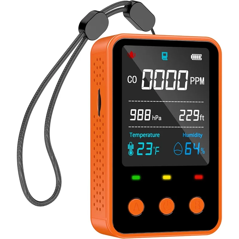 

N75R-Travel портативный детектор угарного газа 5 в 1 с мини-метром CO, датчиком высоты, датчиком температуры и датчиком влажности