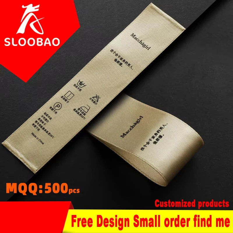 

Width2.5cm Free designCustom Printed Satin Labels/Garment Clothing Tags/Woven Labels Screen Printing Water Wash Care Label