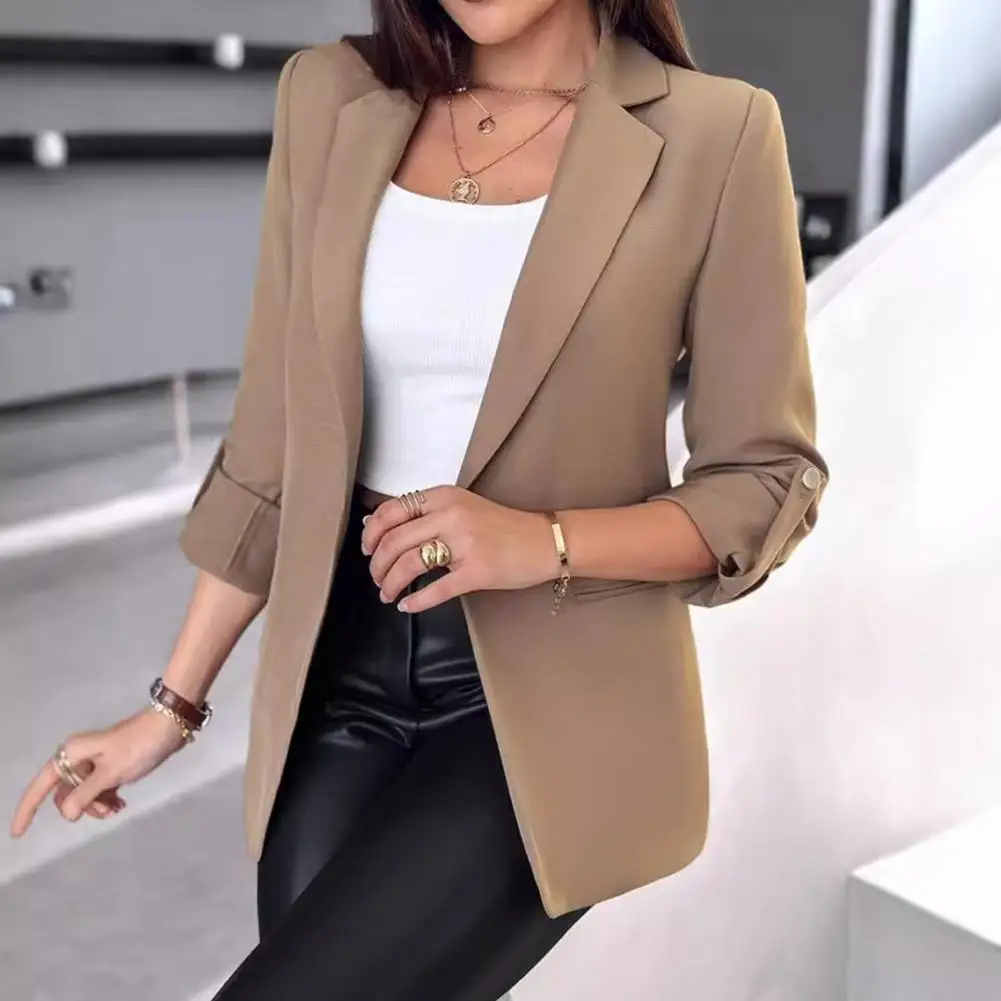 Frauen Business modernes Geschäft für Frauen elegante Frauen Revers Anzug Mantel für Business Daily Wear im Herbst Winter lang ärmelig