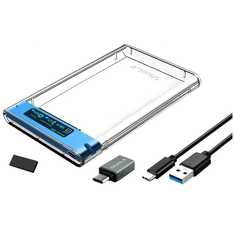 ShuoLe USB3.2 Externes Festplattengehäuse 5 Gbit/s 2,5 Zoll Festplattengehäuse BlueJAS
