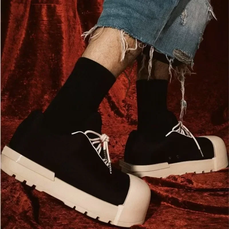 2025 Gruba podeszwa Canvas Shell Toe Shoes Męskie nowe okrągłe palce wysokie buty Big Toe Brzydkie i urocze trampki