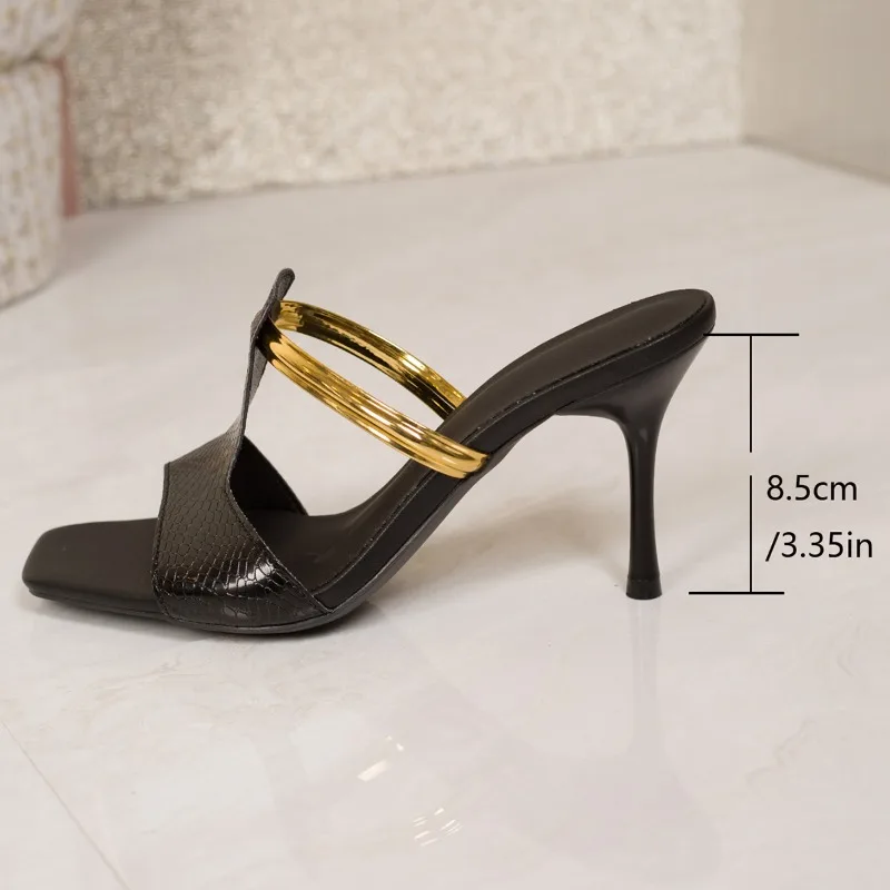 New Fashion Square Toe Open Toe Sandals Women High Heel  Summer Women Elegant Casual Comfortable Black High Heel Sandals image 4