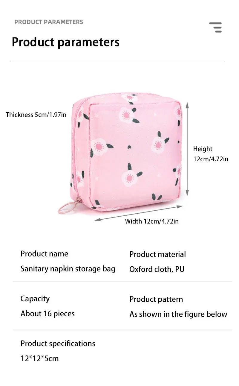 Cartoon-Muster Damen-Hygieneartikel-Tasche, Tragbare Wasserdichte Multifunktionale Organizer-Tasche für Tampons und Binden – Detail 7