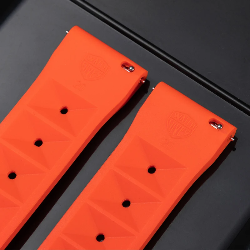 Watchdives Premium Grade Waffle FKM Watch Band 20mm 22mm Fast Release Fluoro Rubber Watch Strap For Traditional Diving Watch image 6