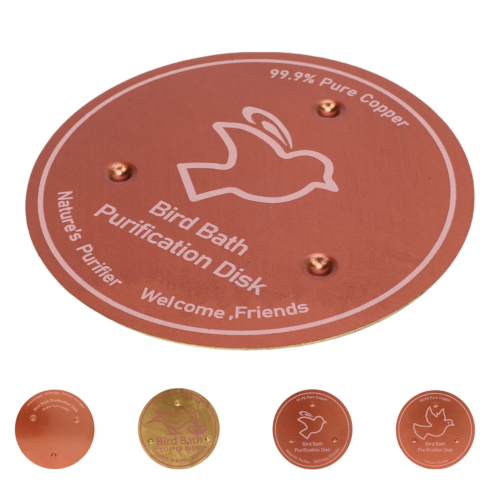 Disco de Cobre Puro para Limpieza, Uso en Todas las Estaciones, Soporte Eficiente de Triple Punto, Limpiador Estable para Baños de Pájaros, Disco de Cobre Compacto para Jardín