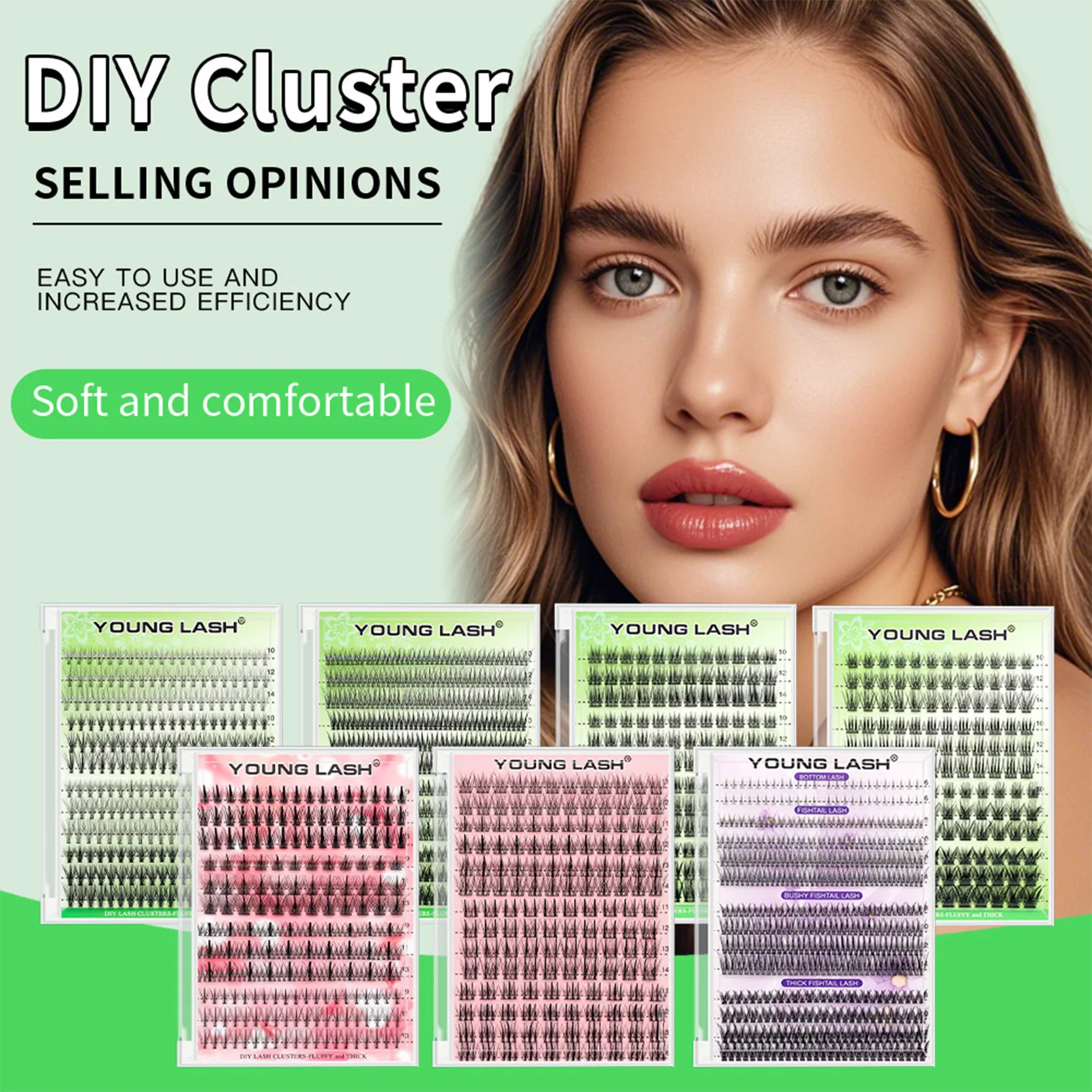 20d grosso falso vison cílios postiços base de ligação de calor cauda de peixe cluster individual cílios para mulheres maquiagem cosplay diária