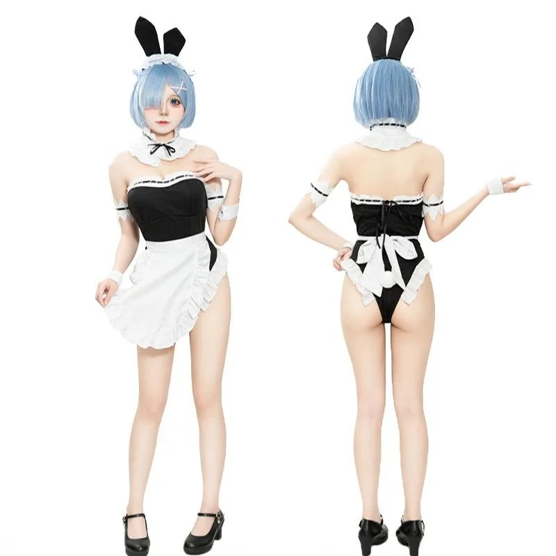 Sexy loween Rem orm ort Skirt Suit DJ Performance Bar Nightclub Stage Cosplay Rabbit Girl Costume Par Wear