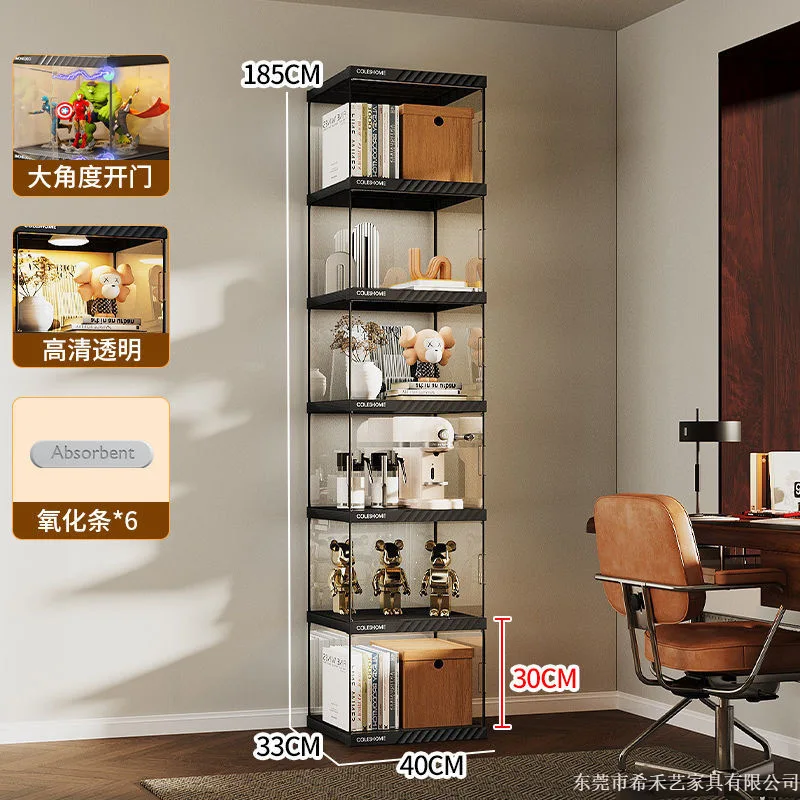 Bookcase Display Cabinet Dust-proof Bookshelf,storage Compartment Cabinet,transparent Figurine,floor Standing Display Cabinet