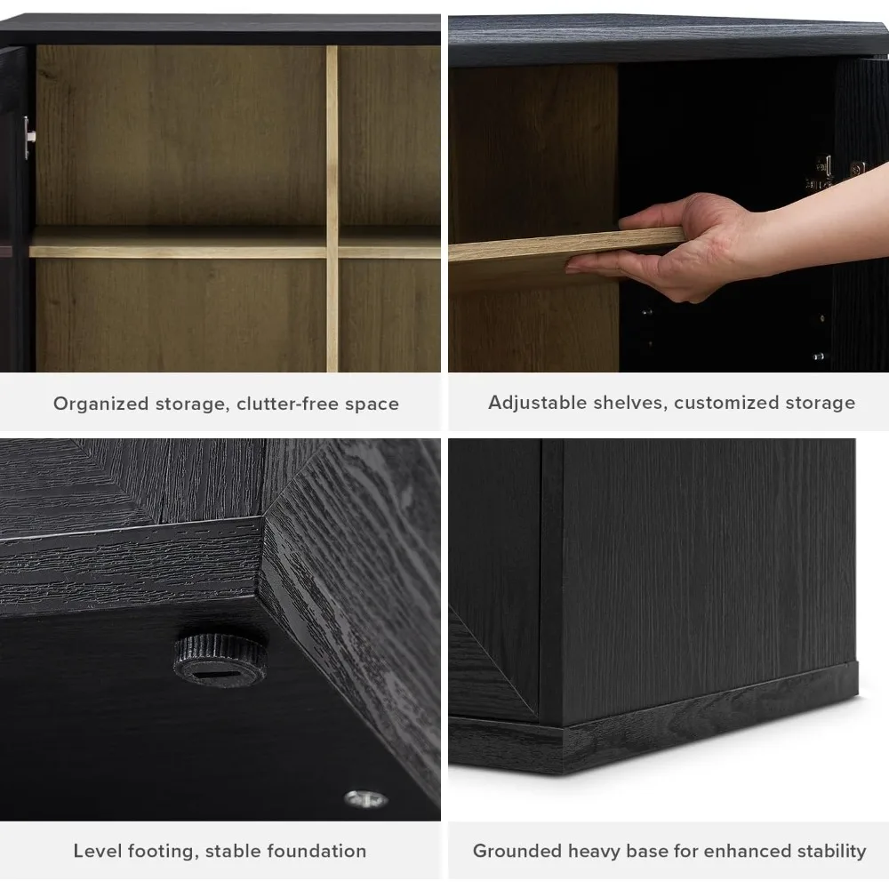 خزانة تخزين بليك، خزانة بوفيه جانبية صغيرة الحجم مع مساحة تخزين، وحدة تحكم الوسائط Credenza #4
