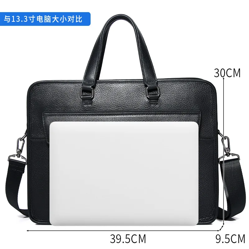 Genuine Leather Messenger Briefcases Men Briefcase Laptop Top Layer Cowhide High-end Commuting Luxury Men's Handbag Business