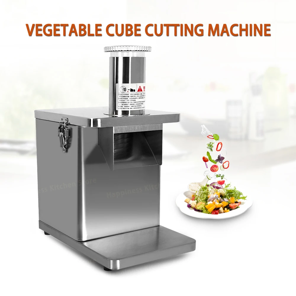 

For Commercial Electric Vegetable Cutter Fruit Slicer Tomato Pieces Or Cube Cutting Stainless Steel Food Processor With 5 Blades