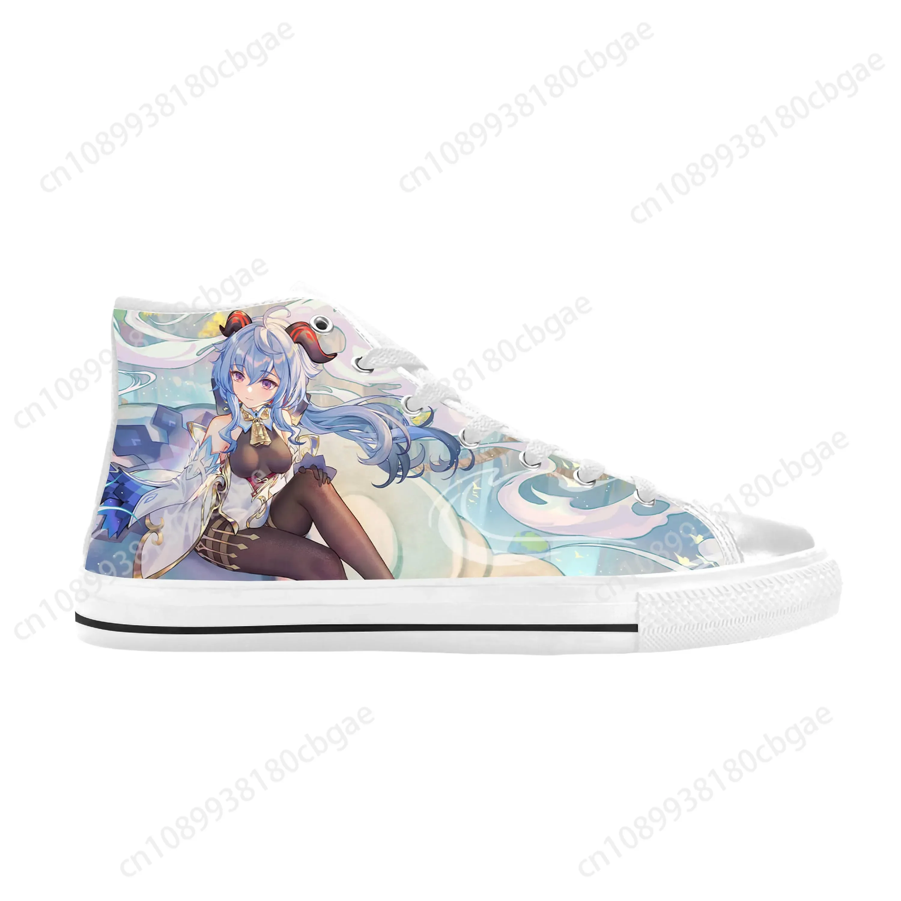 Hot Anime Manga Cartoon Game Genshin Impact Ganyu Casual Cloth Shoes High Top Comfortable Breathable 3D Print Men Women Sneakers