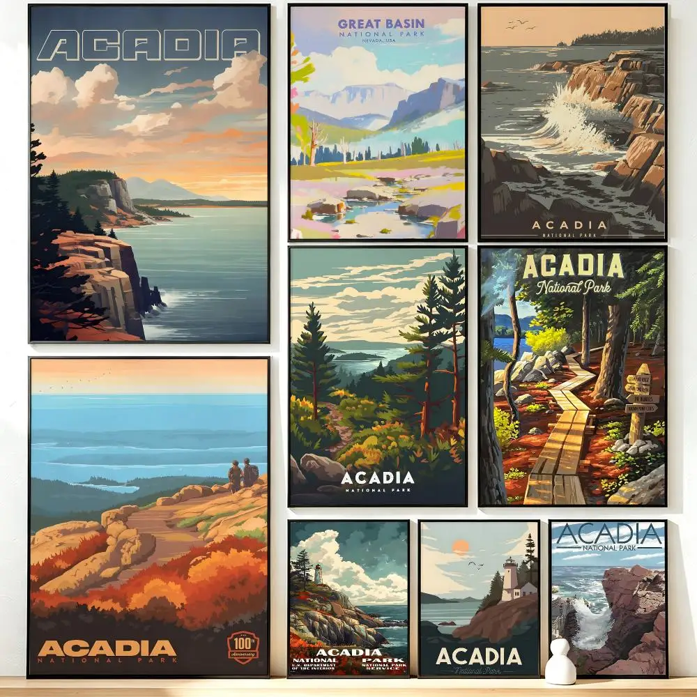 Modern Aesthetic Wall Art Poster art Acadia National Park Poster for Office Home Decor Interior Large Wall Picture Print