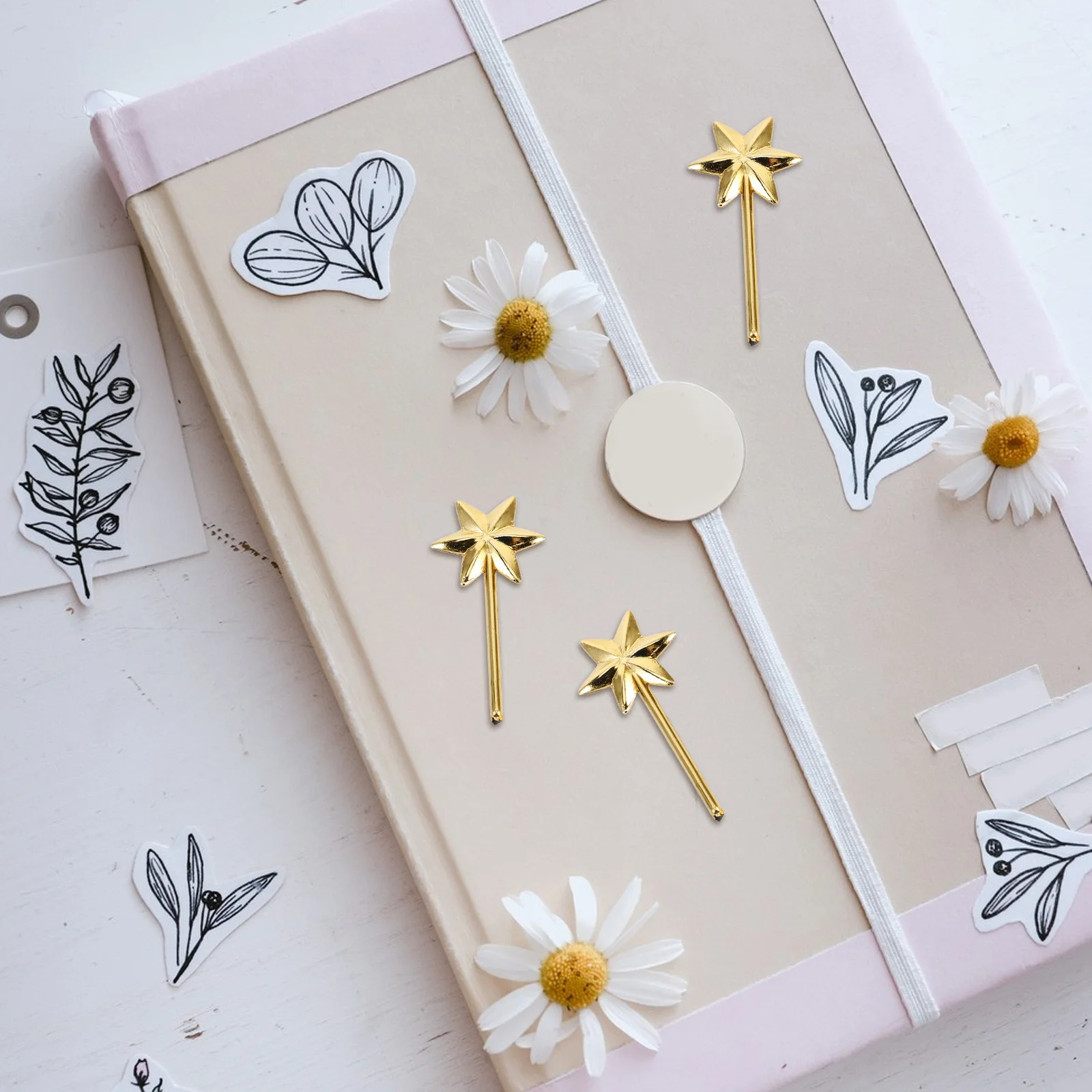 

50pcs Golden Hexagram Wand Mini Rod Smooth Gloss Finish For Diy Crafts Decorations Party Favors Props Role Play