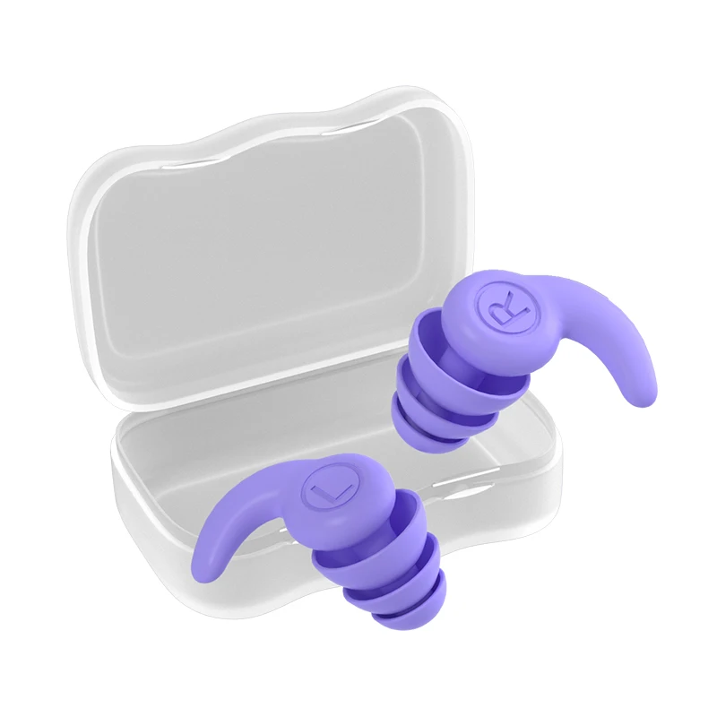 1 Pair Silicone Sleep Ear Plug Waterproof 3 Layers Canceling Noise Reduction Soundproof Lightweight Portable for Sports Swimming