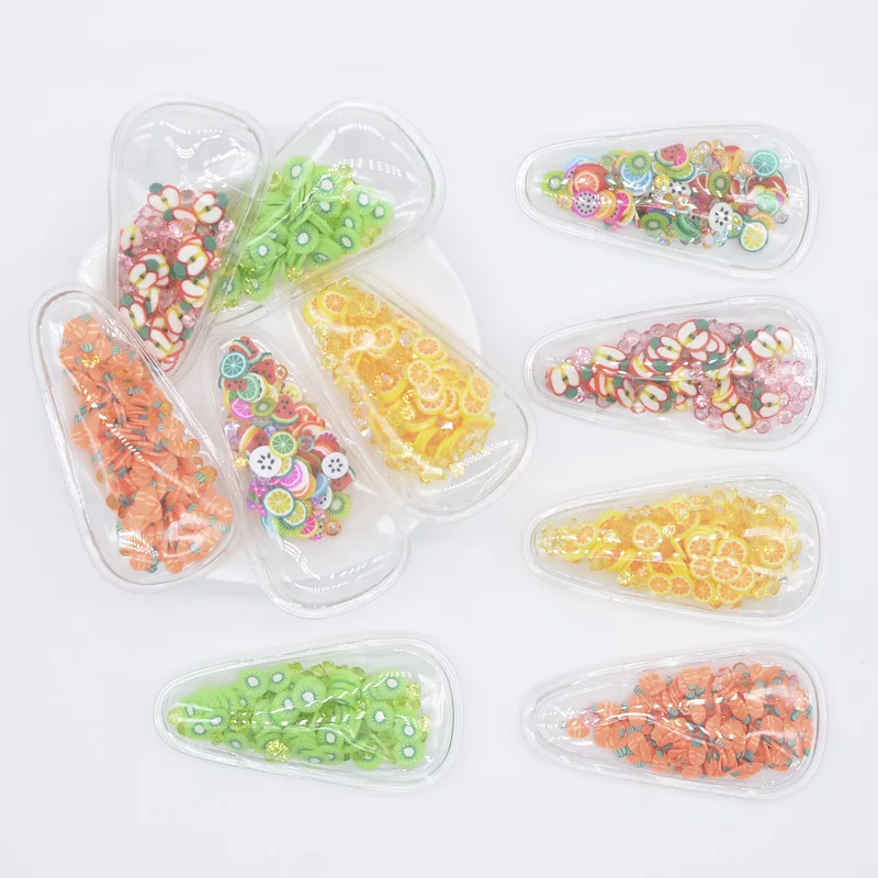 20Pcs Filling Shakers Clay Crystal Applique Snap Clip Covers Have Slit for DIY Baby Headwear Hair BB Clips Decor Accessories