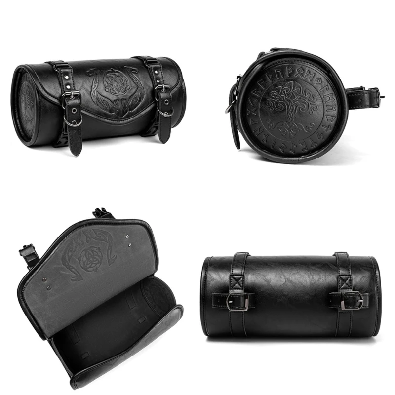 

Motorcycle Tool Bag Faux Leather Handlebar Roll Bag Waterproof Saddlebag