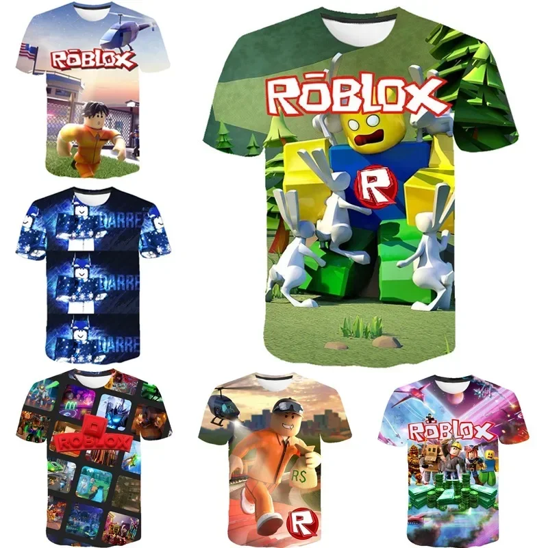

Милая футболка ROBLOX с принтом, рубашка с круглым вырезом и короткими рукавами, подходит для детской одежды, мужские повседневные предметы для мальчиков и девочек