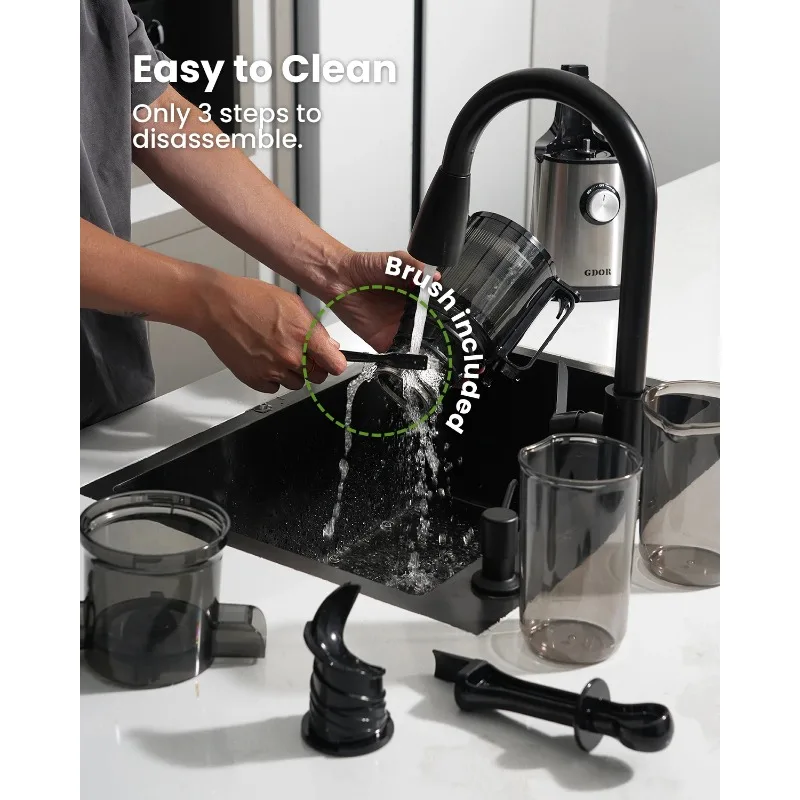 ماكينات العصير GDOR 4.3 بوصة، عصارة الضغط البارد ذات الفم الكبير، تقنية المضغ المطورة #5