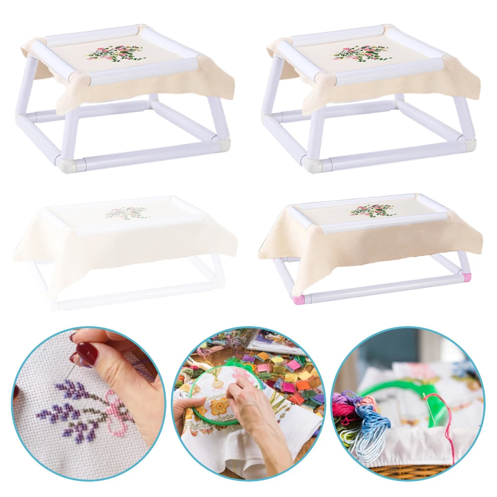 2 Tier Square Embroidery Hoop Multifunctional Trapezoid Quilting Frame Removable Snap Sewing Frame for Embroidery Silk-Painting