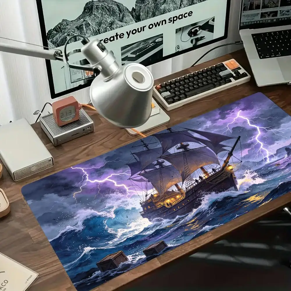 Blue Sea Dolphin Group Desk Mat Thick Rubber Smooth Cloth Surface Large Size For Ocean Theme