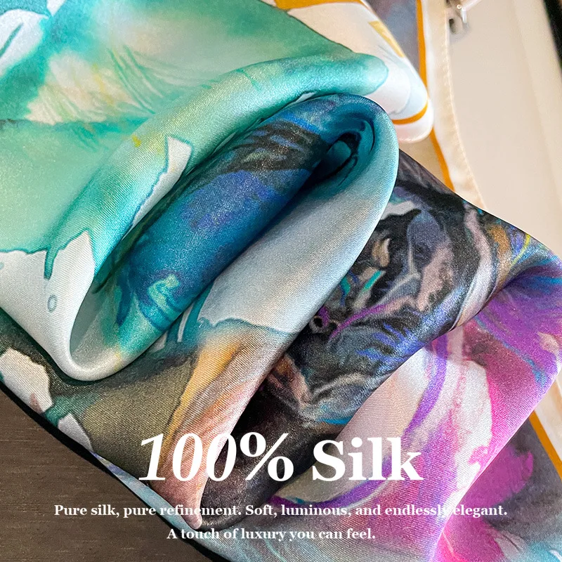

New 100% Natural Real Silk Small Square Scarf Women Hairband Foulard Bandana Scarves Design Headkerchief Shawl Wrap High Quality