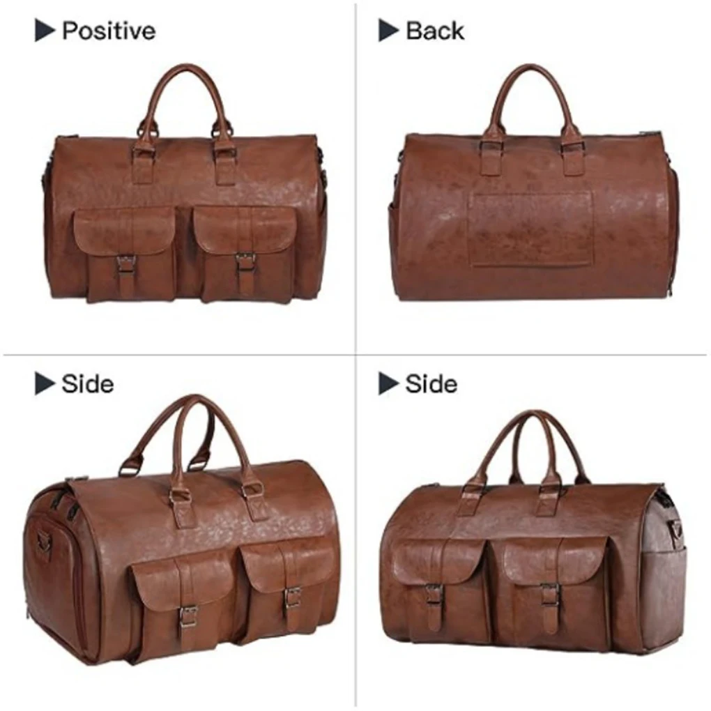 2-in-1 PU Foldable Travel Bag Suit Travel Bag Waterproof Extra Large Weekend Bag Portable Flight Bag for Men Women