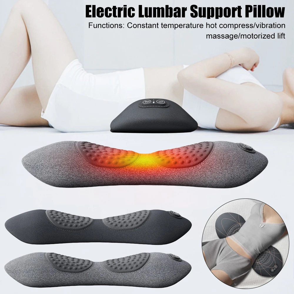

Электрическая подушка для поясничной поддержки, вибрирующая подушка для сна с подогревом, регулируемая высота, массажер для спины, инструмент для массажа талии из пены с эффектом памяти