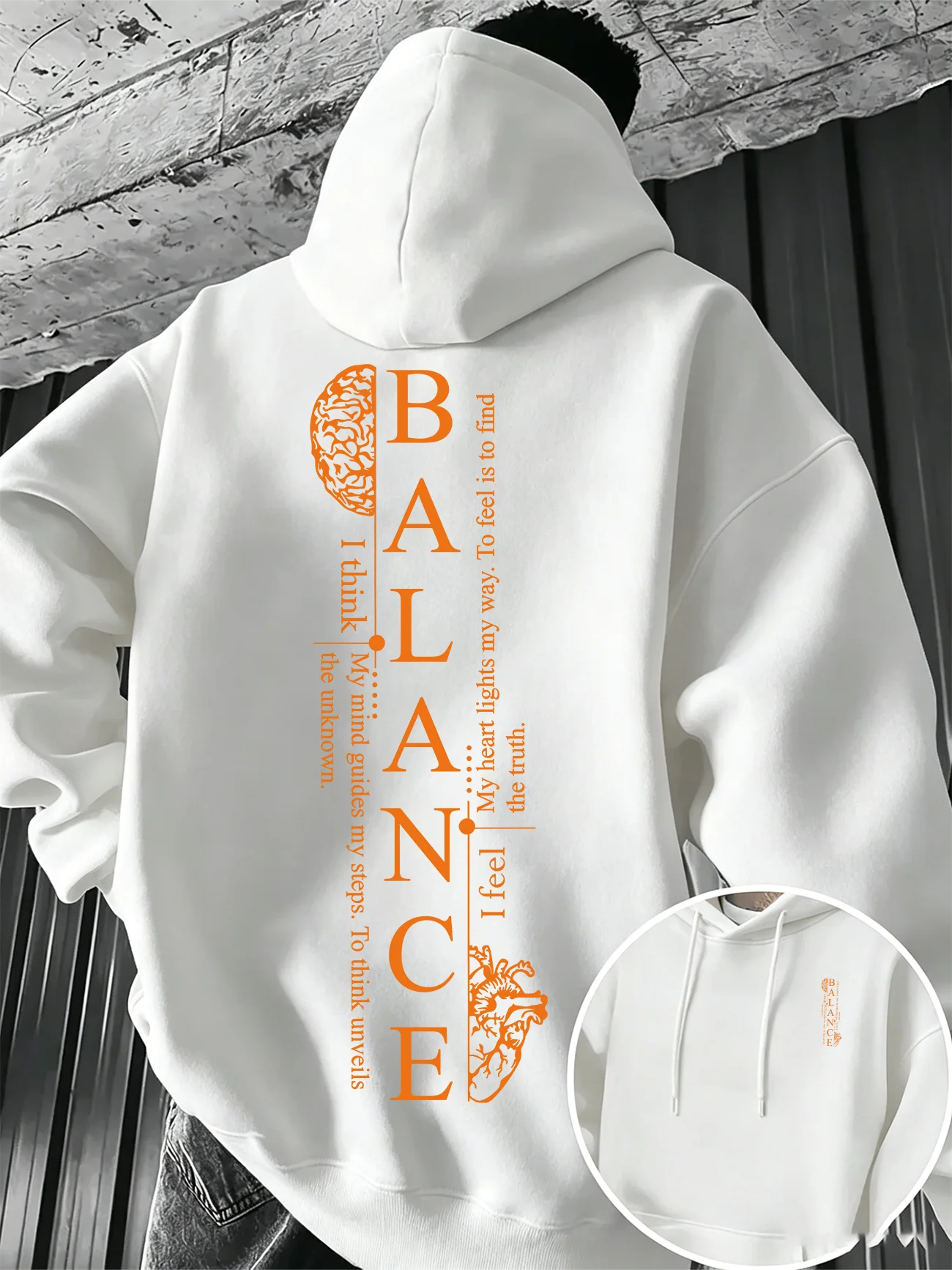 Balance Brain Heart Hoodie Unisex Men Women Anatomy Graphic Mind Quote Back Print Casual Streetwear Pullover Sweatshirt