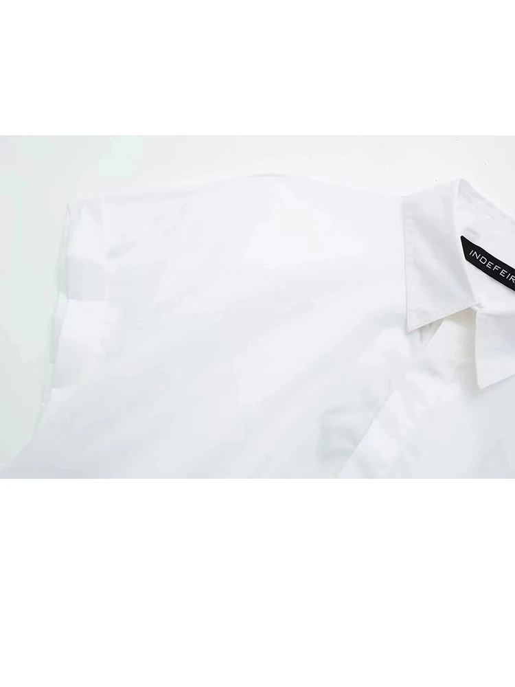 HH ملابس الصيف النسائية شيك الأزرق شريط التلبيب واحدة الصدر زر حتى المرأة قصيرة الأكمام قميص التنقل مكتب أعلى #5