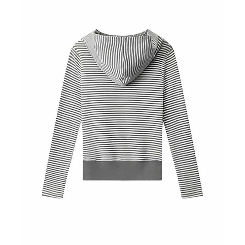 Slim Fit Gestreept Sweatshirt Met Capuchon Dames Y2k Zip-Up Capuchon 2025, Herfst Lange Mouw Tops Mode Casual Jas