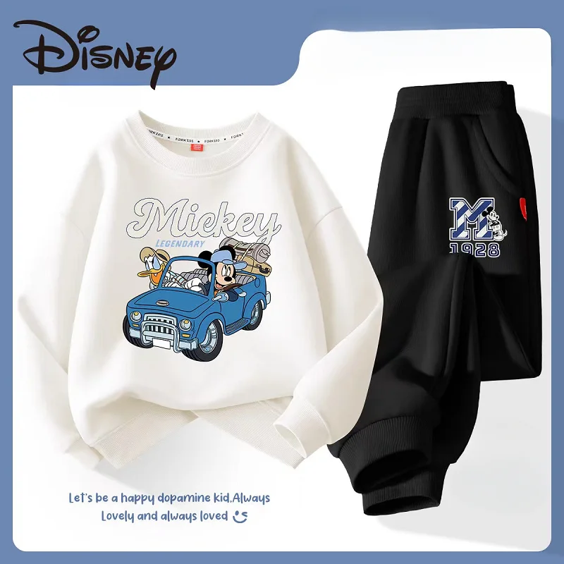 Autunno neonata ragazzo vestiti Set bambini Disney Mickey stampa felpa Top e pantaloni fondo 2 pezzi tuta in cotone