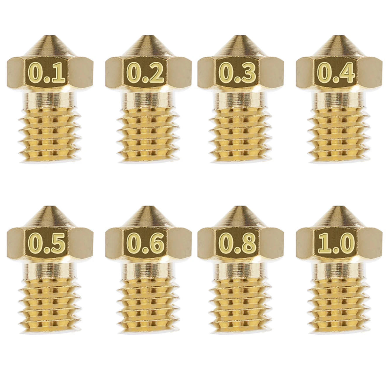 1 Piece Extruder Brass Nozzle Fit for E3D V5 V6 Hotend / 1.75mm Filament 3D Printer, M6 Thread Print Head
