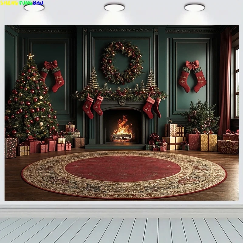 

Happy New Year Christmas day Stage Photography Backdrops Props Family Decorations Festive Prizes Holiday Party Background DC-10