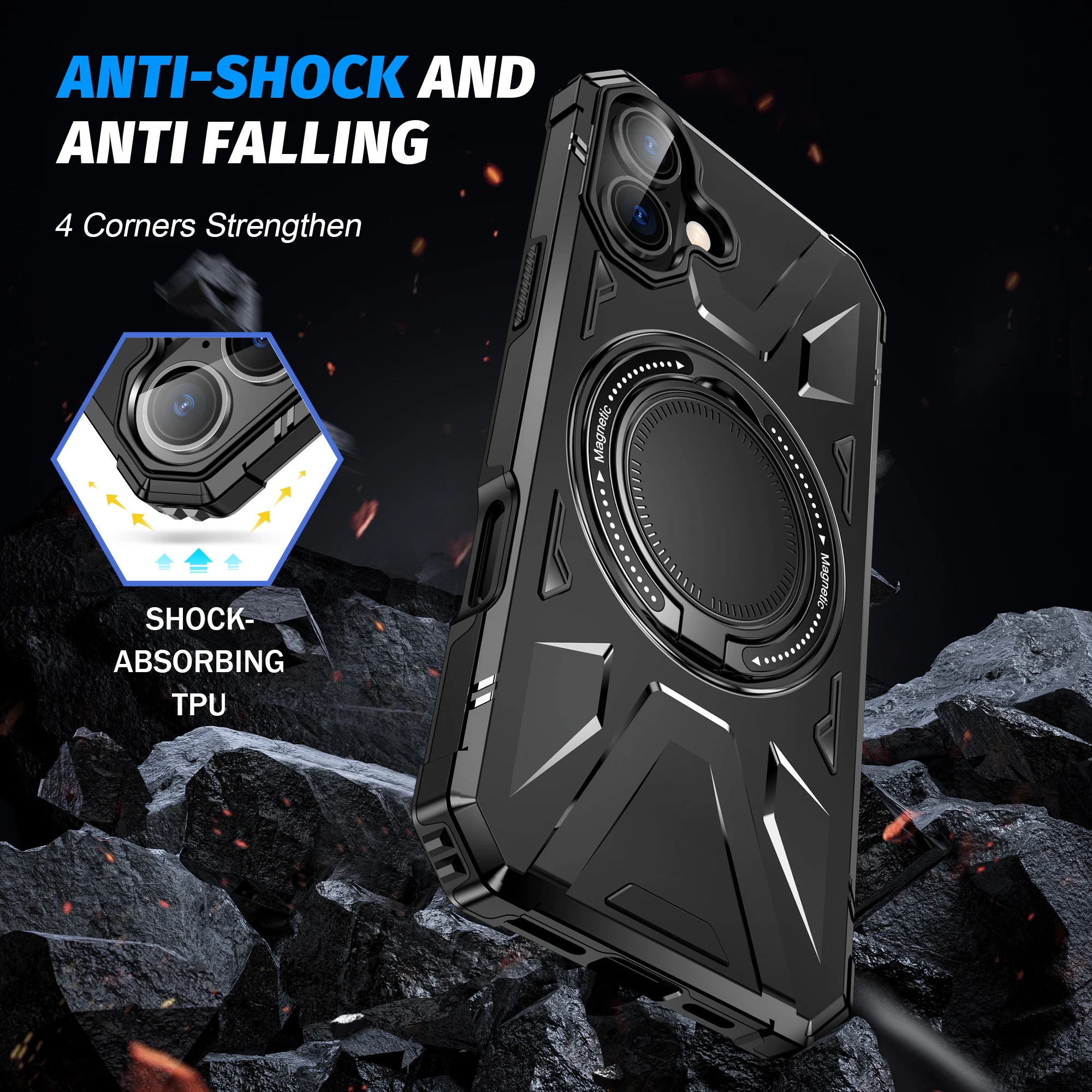 Armadura giratoria plegable funda con soporte para Iphone 17 Pro Max Air 16 Plus Iphone17 Pro Iphone16 accesorios para teléfono