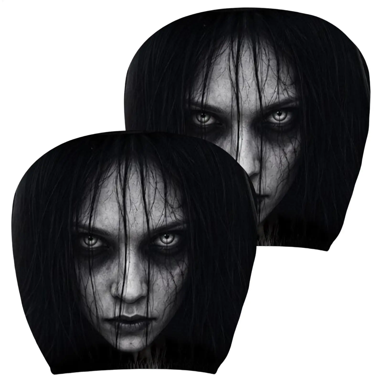 Ghost Face Headrest Covers Spooky Ghost Face Universal Stretchy Breathable Car Headrest Cover For SUVs Trucks Halloween Trip
