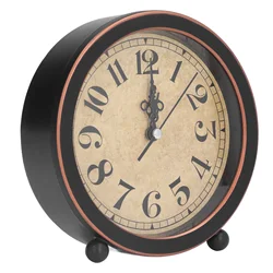 European Retro Desk Clock Silent Ticking Nonradiative High Accuracy Alarm Clock Table Decoration Ornaments for Home Study Room