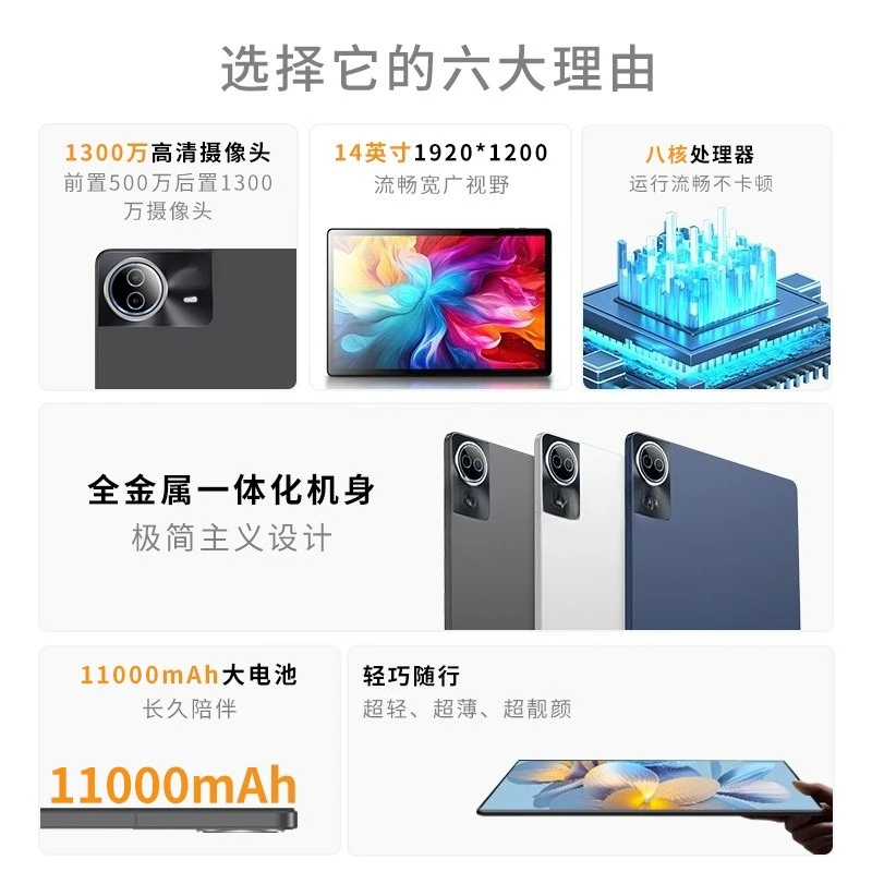 Tablet de tela grande de alta definição de 14 polegadas Android oito núcleos