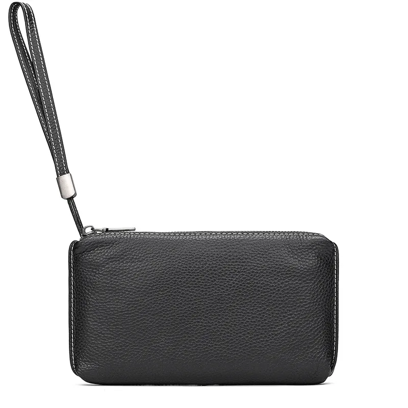Vintage Genuine Leather Long Wallet Men Women Soft Cowhide Clutch Purse Minimalist Phone Holder Large Capacity