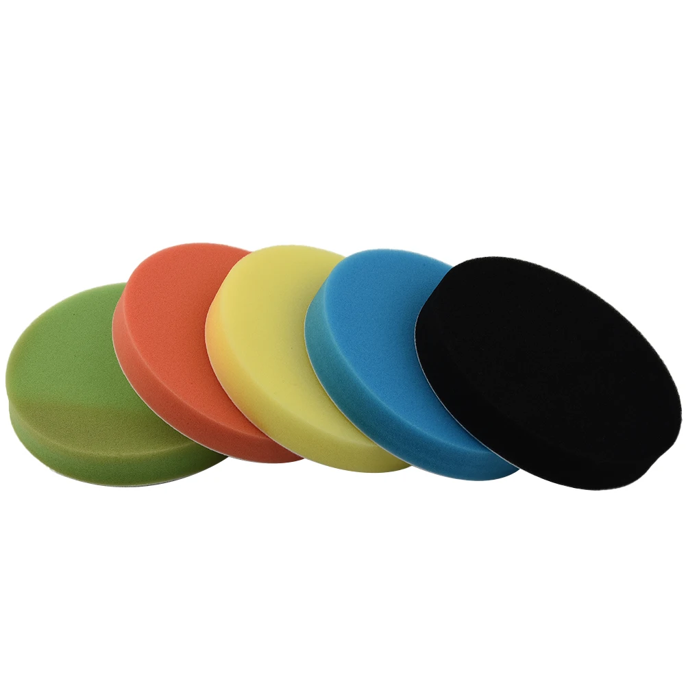 5pcs 7/6/5Inch Car Round Flat Polishing Foam Buffing Sponge Pads Tool For Removes Scratches Sponge Polishing Pads Repair Tools