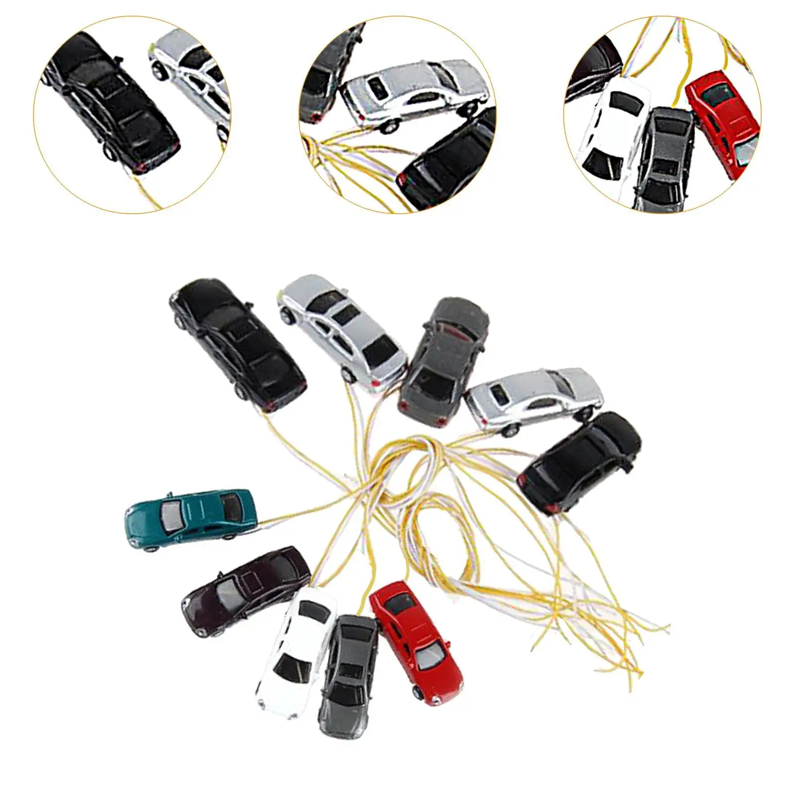 

10 шт. миниатюрных окрашенных автомобилей для моделей масштаба HO, для создания железнодорожных ландшафтов, пейзажей, реквизита для фильмов, для масштабов 1/150, 1/100