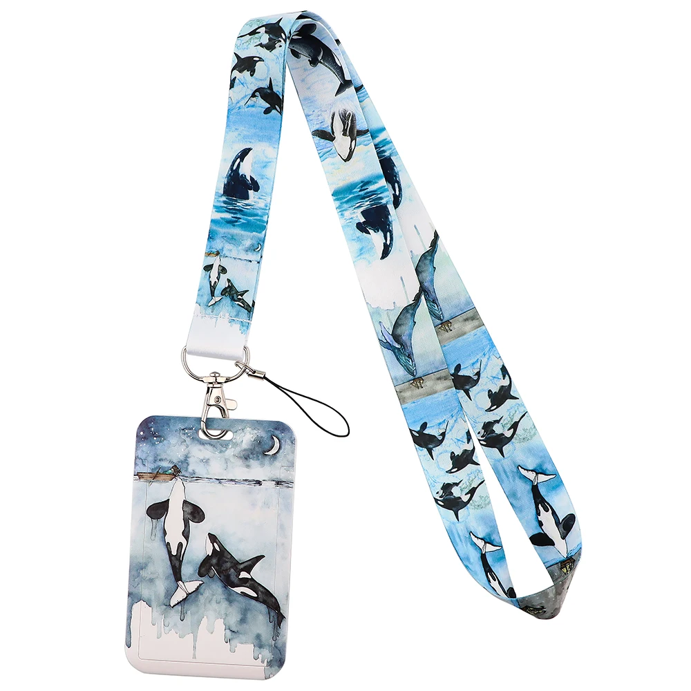 CB1305 Whale Lanyard For Keychain ID Card Cover Passport Student Cellphone USB Badge Holder Key Ring Neck Straps Accessories