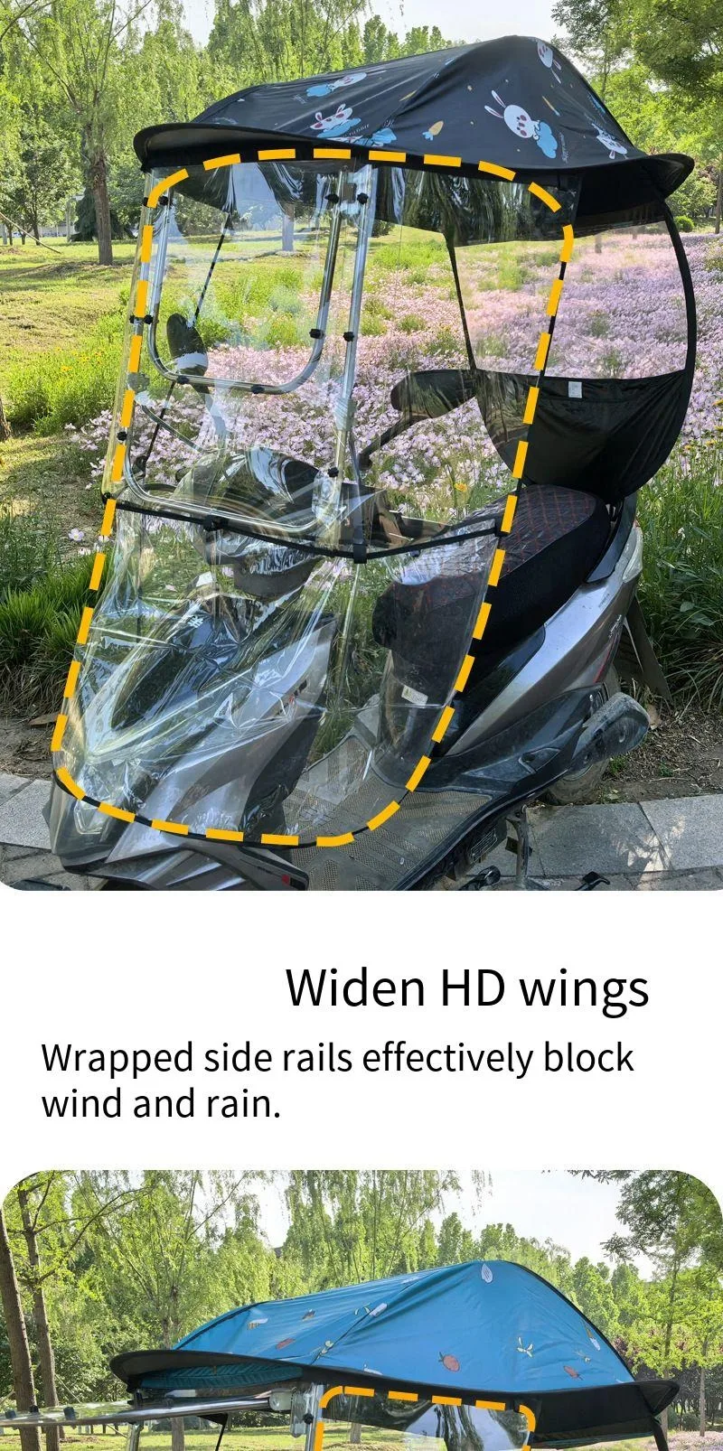 Winddichter, wasserdichter Sonnenschutz für E-Bikes, universell passend für E-Scooter, Motorräder, Outdoor-Schutz, Regenschutz – Detail 12